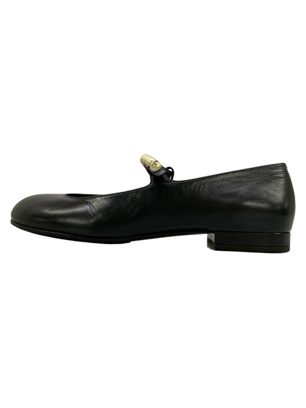 Chanel Flat Shoes Mary Jane Black White Leather